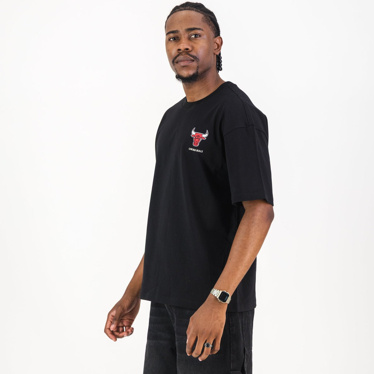 NBA Chicago Bulls Boxy Tee-Black