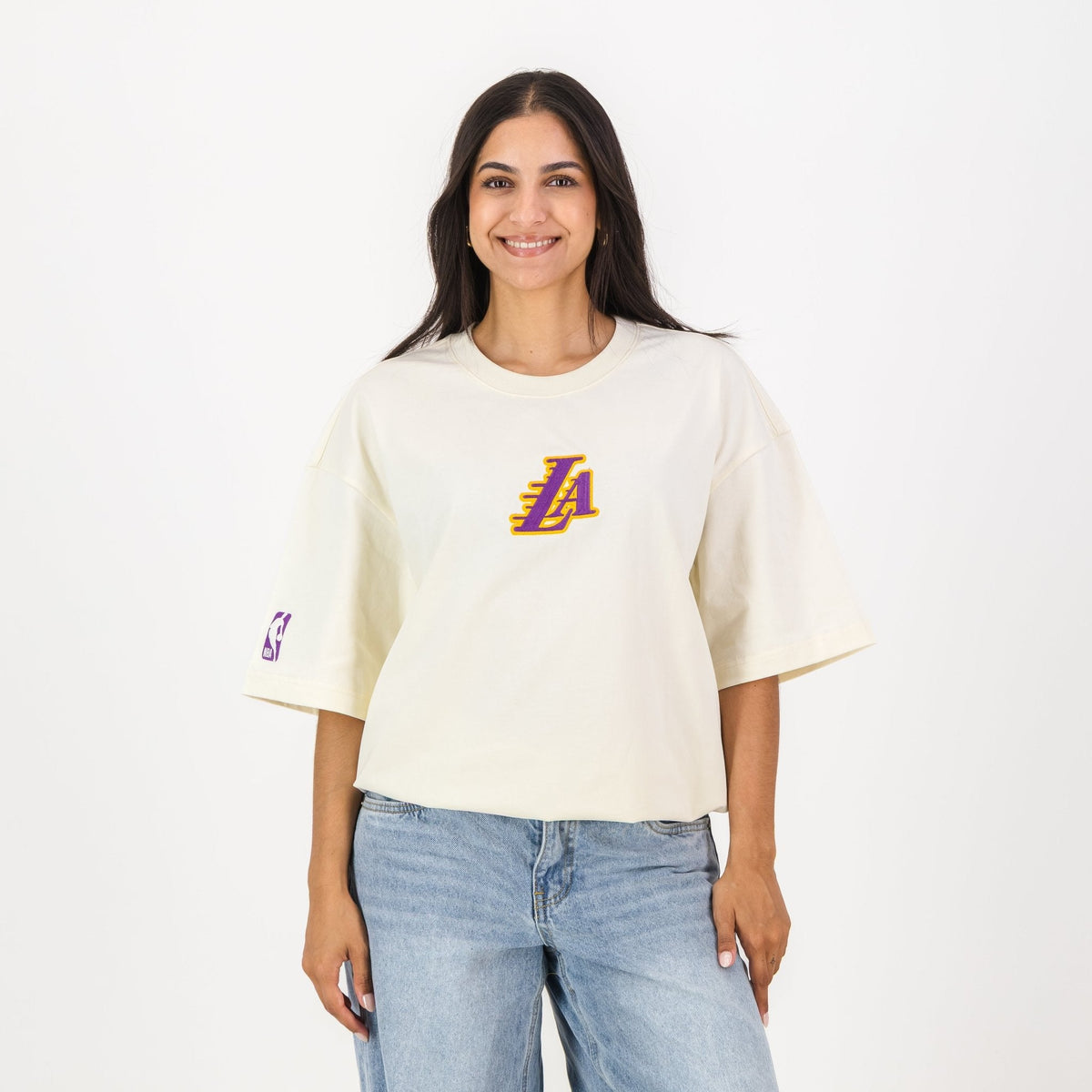 NBA LA Lakers Boxy Tee-Ivory