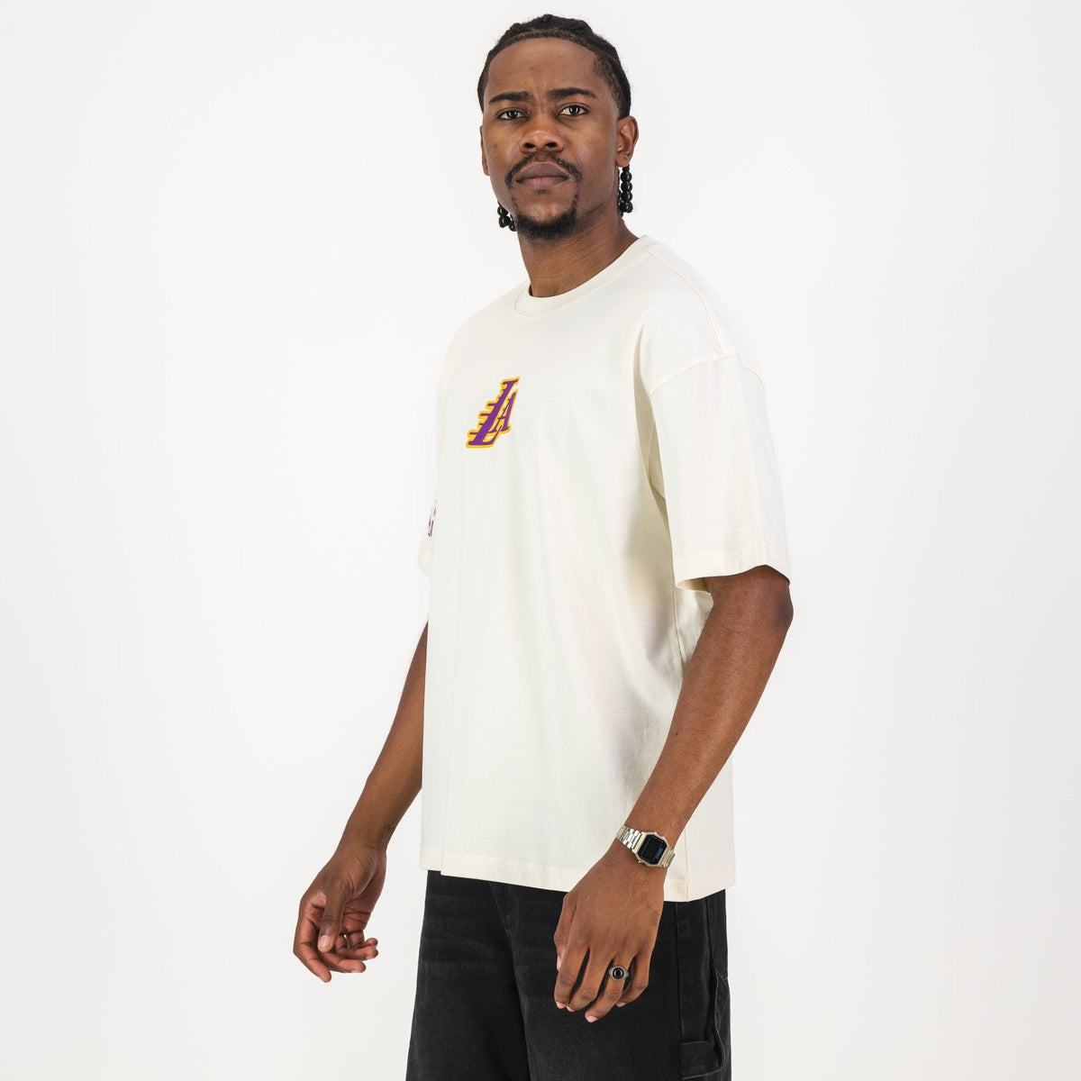 NBA LA Lakers Boxy Tee-Ivory