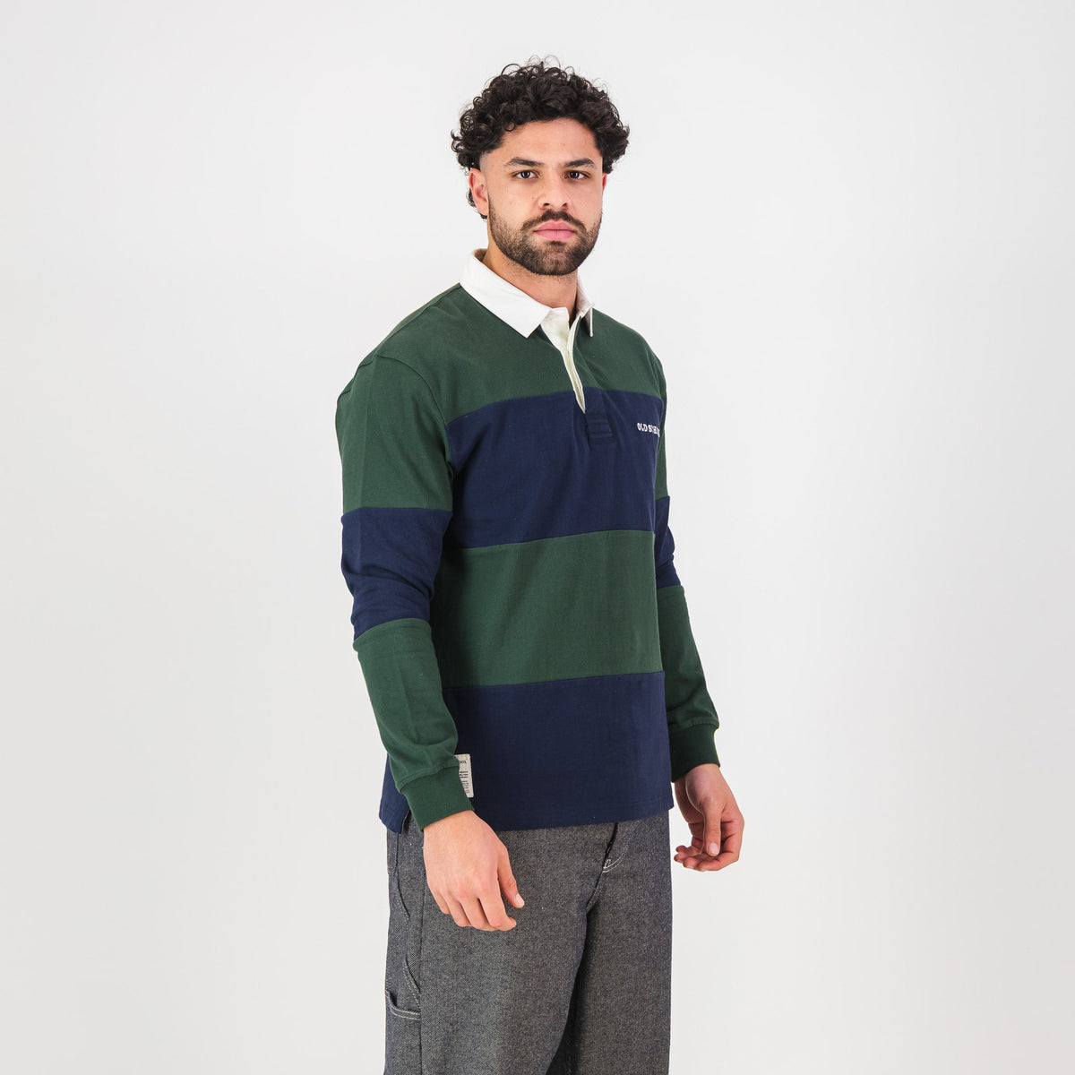 Old School C&S Stripe LS Rugby Jersey-Navy