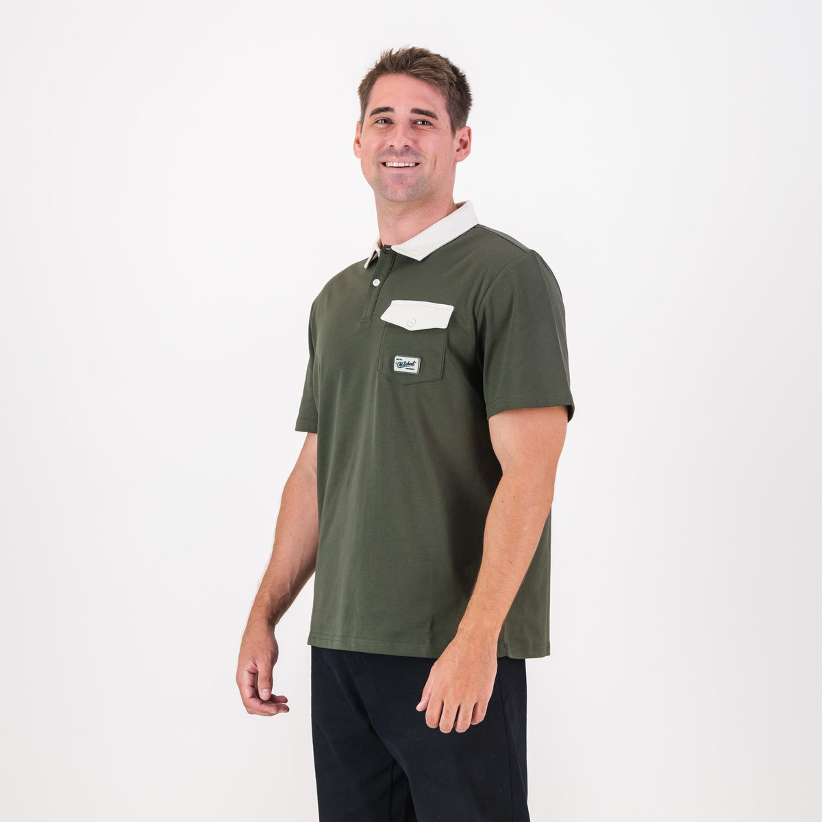 Old School Leisure Pocket SS Polo Green