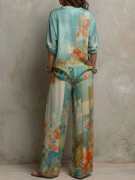 Conjunto Alana? | Blusa fluida y pantal¨®n palazzo floral