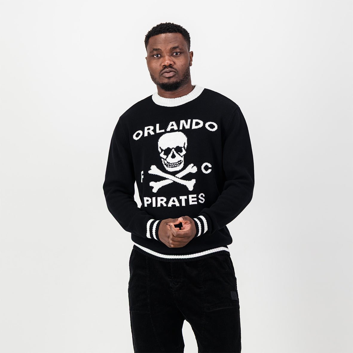 Orlando Pirates Tipped Crew Knit LS Jersey- Black