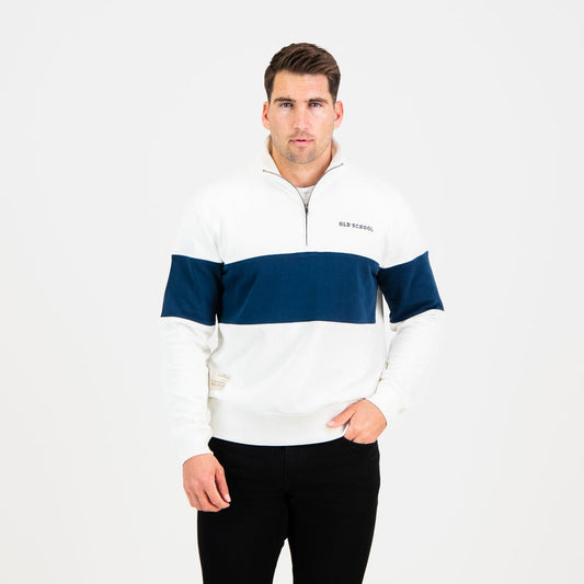 Old School Hoop Quarter Zip Sweat-Navy