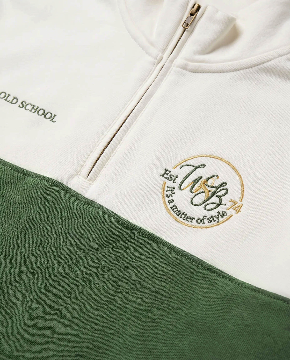 Schools Wag 'n Bietjie Quarter Zip Sweat Panel Green White