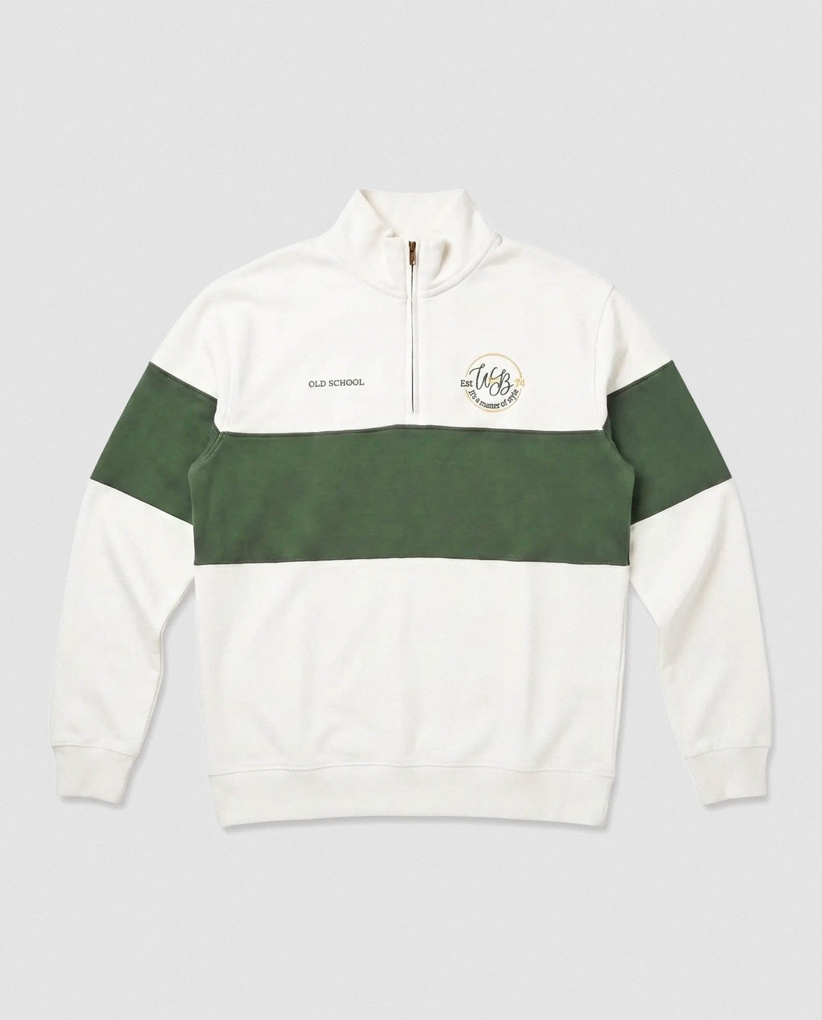 Schools Wag 'n Bietjie Quarter Zip Sweat Panel Green White