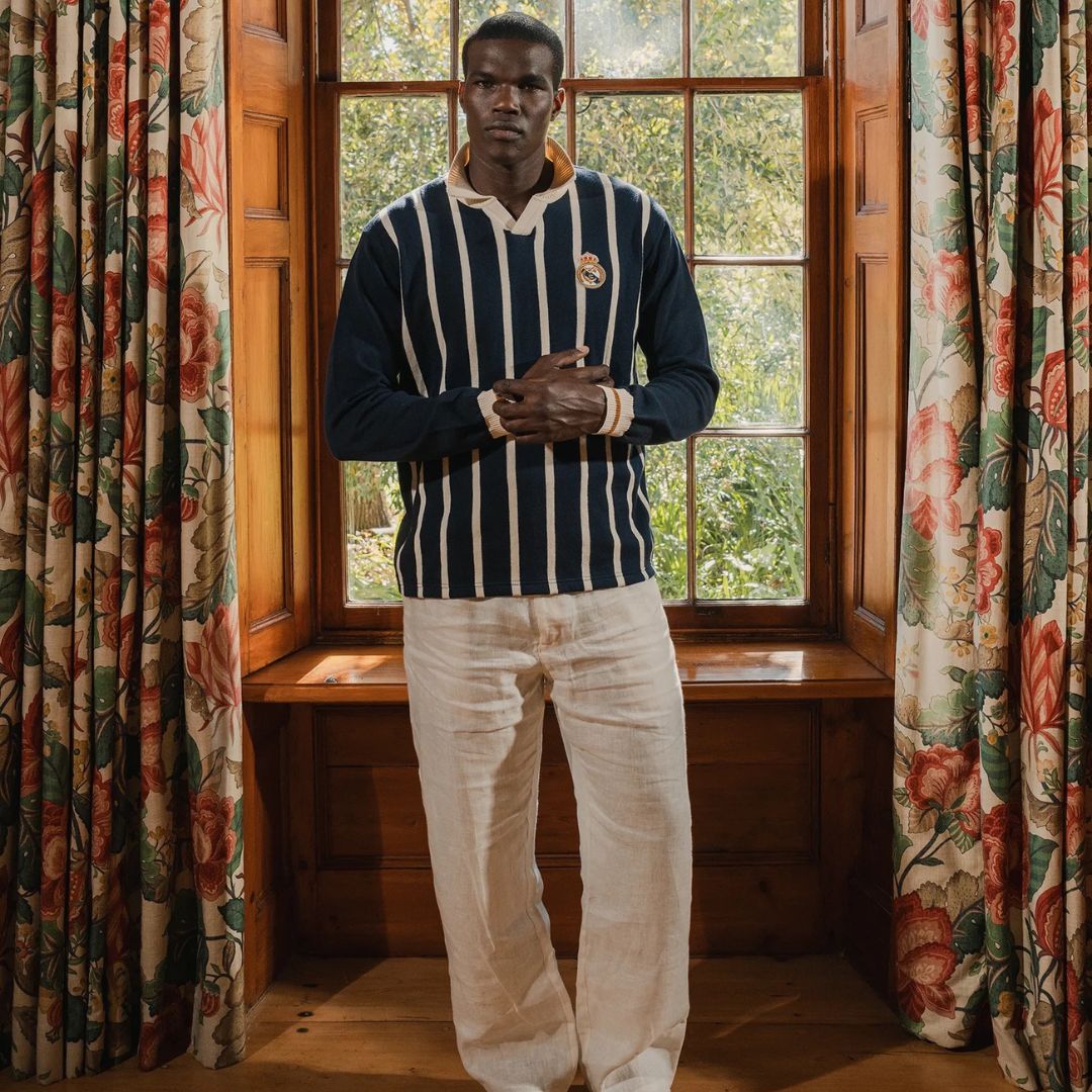 Real Madrid Stripe LS Knit Jersey-Navy