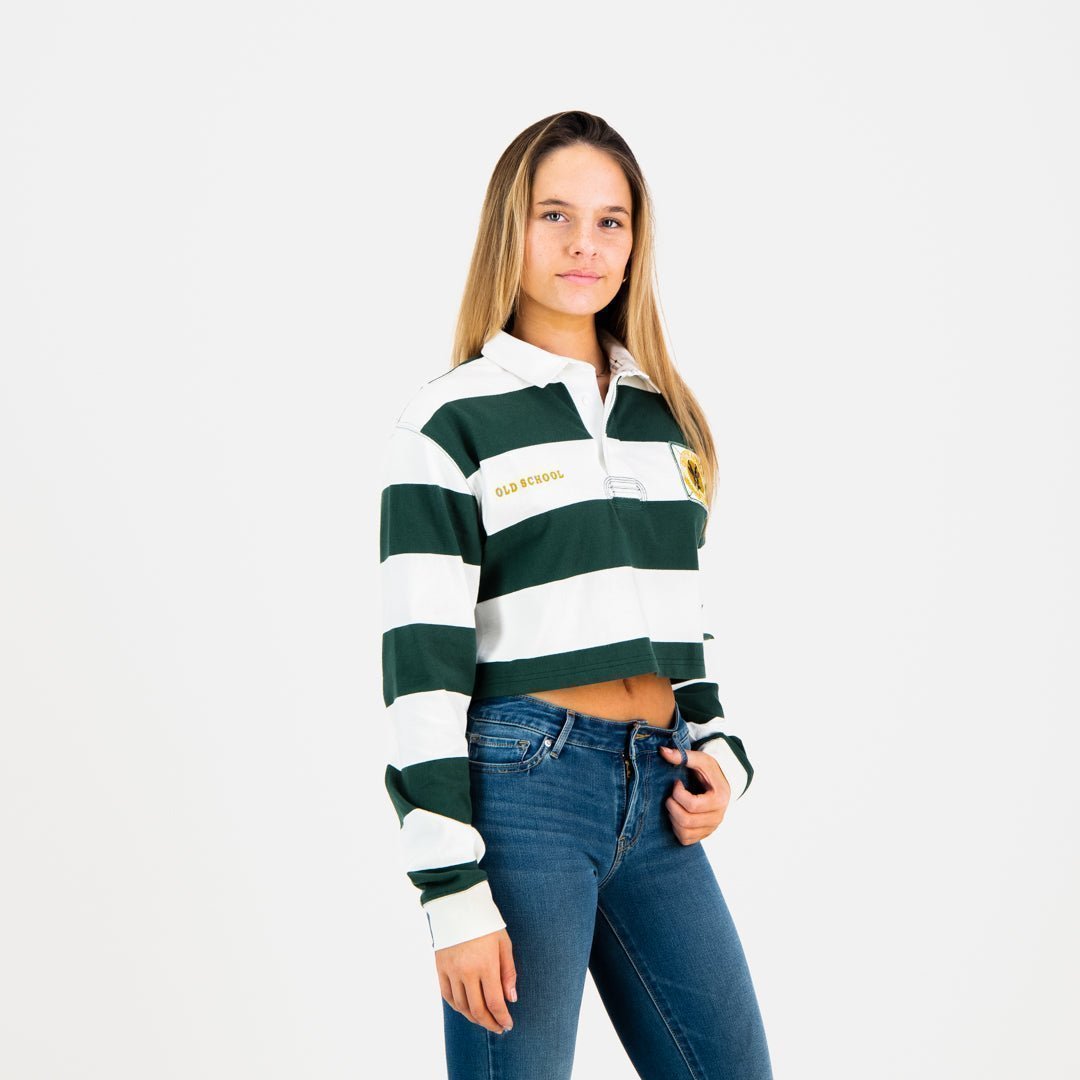 SA Supporters 8X8 Stripe Crop Rugby Jersey-Cloud Dancer