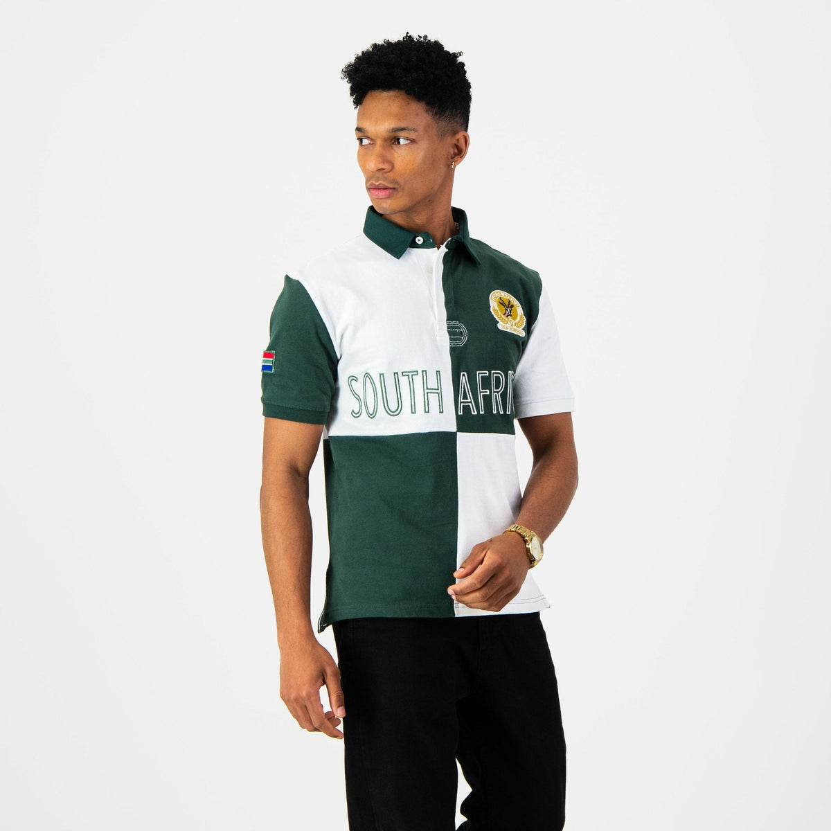 SA Supporters Quartered SS Rugby Jersey-White