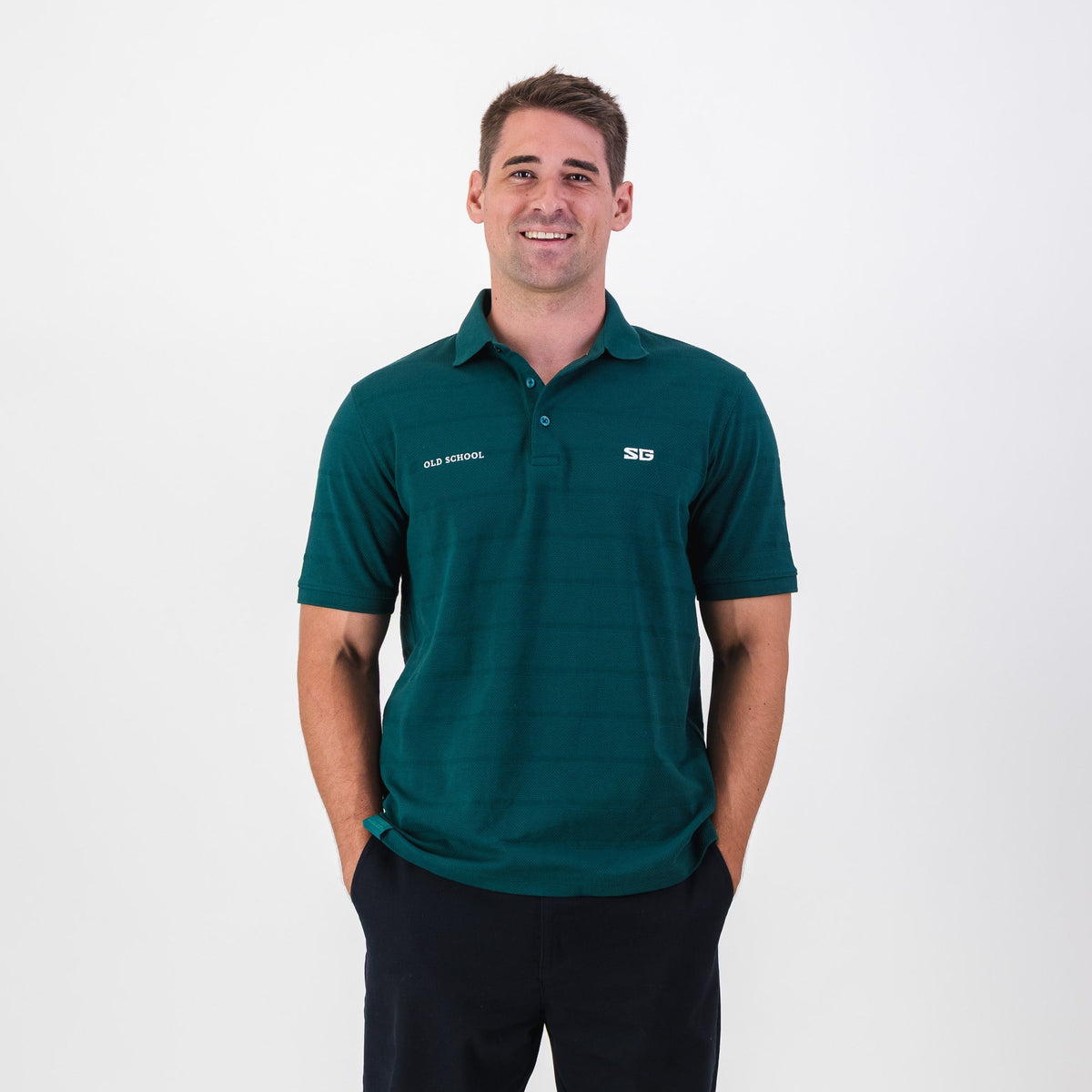 Southern Guards Textured Short Sleeve Golf Polo Textured Jacquard Green