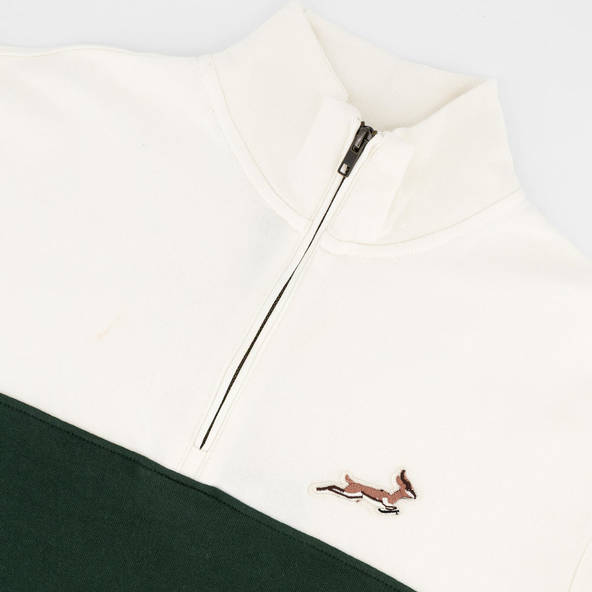 Springboks Classic Hoop Quarter Zip-Cloud Dancer
