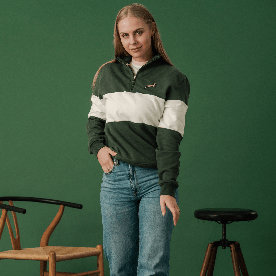Springboks Classic Hoop Quarter Zip-OS Green