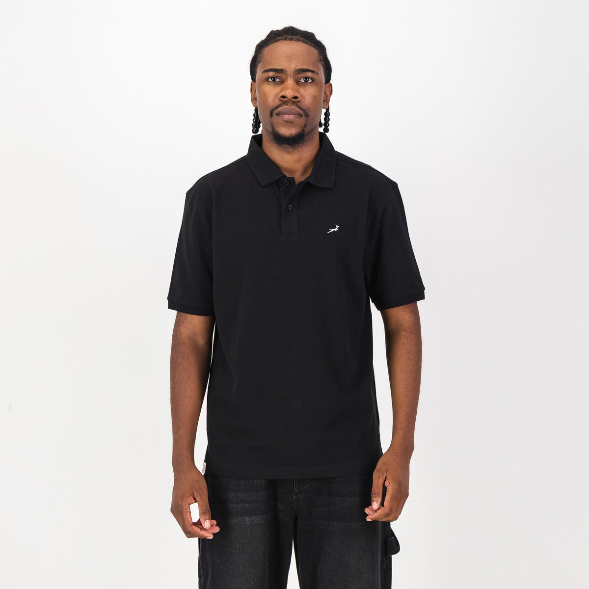 Springboks Contrast Embroidery Polo-Black