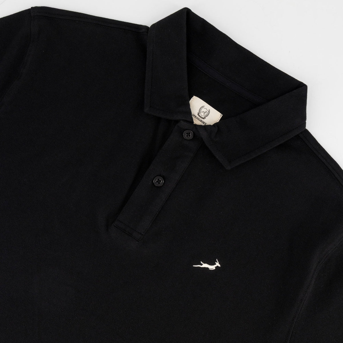 Springboks Contrast Embroidery Polo-Black