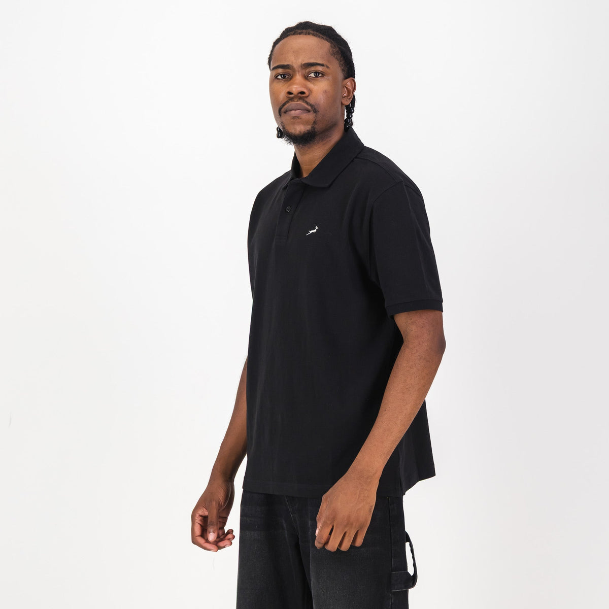 Springboks Contrast Embroidery Polo-Black