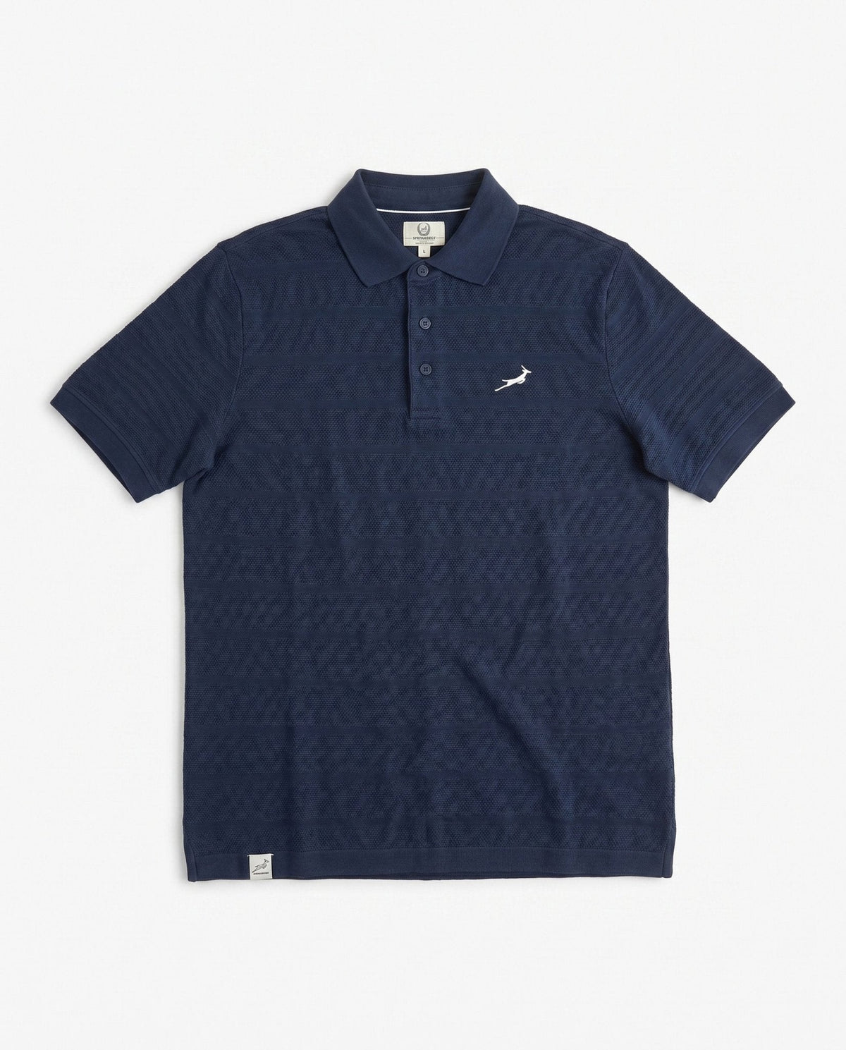 Springboks Popcorn Short Sleeve Golf Polo - Navy