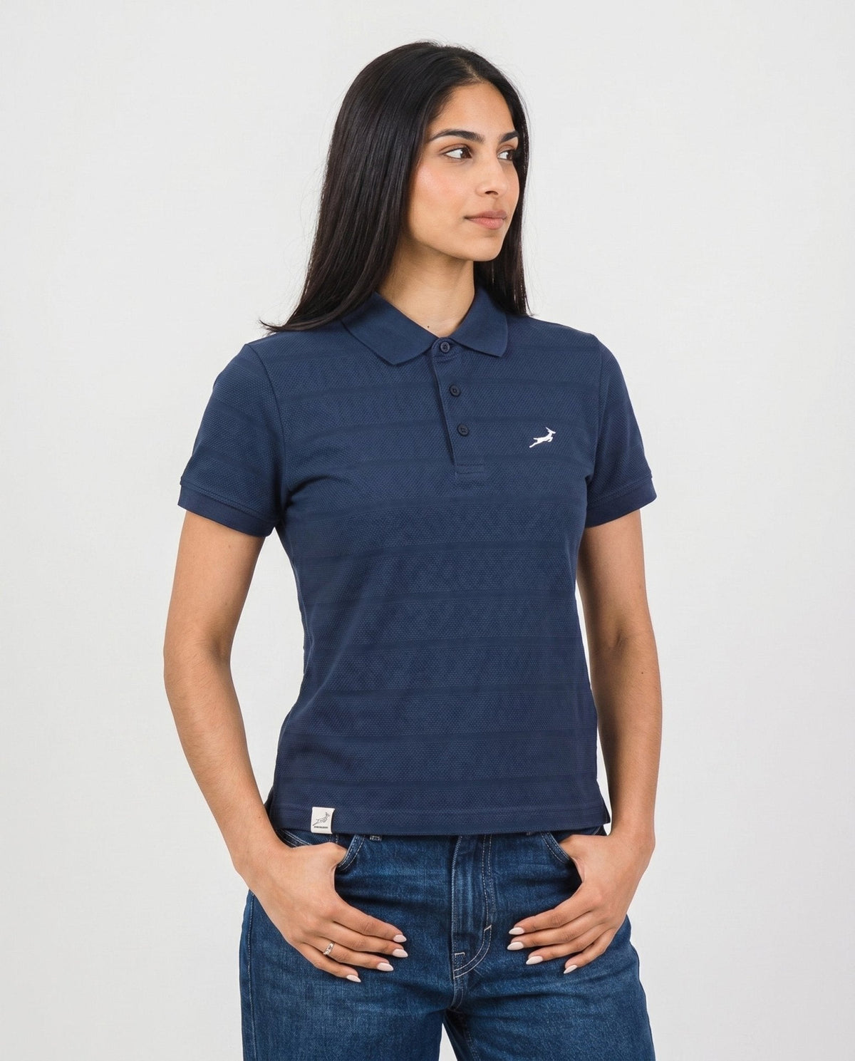 Springboks Popcorn Short Sleeve Golf Polo - Navy