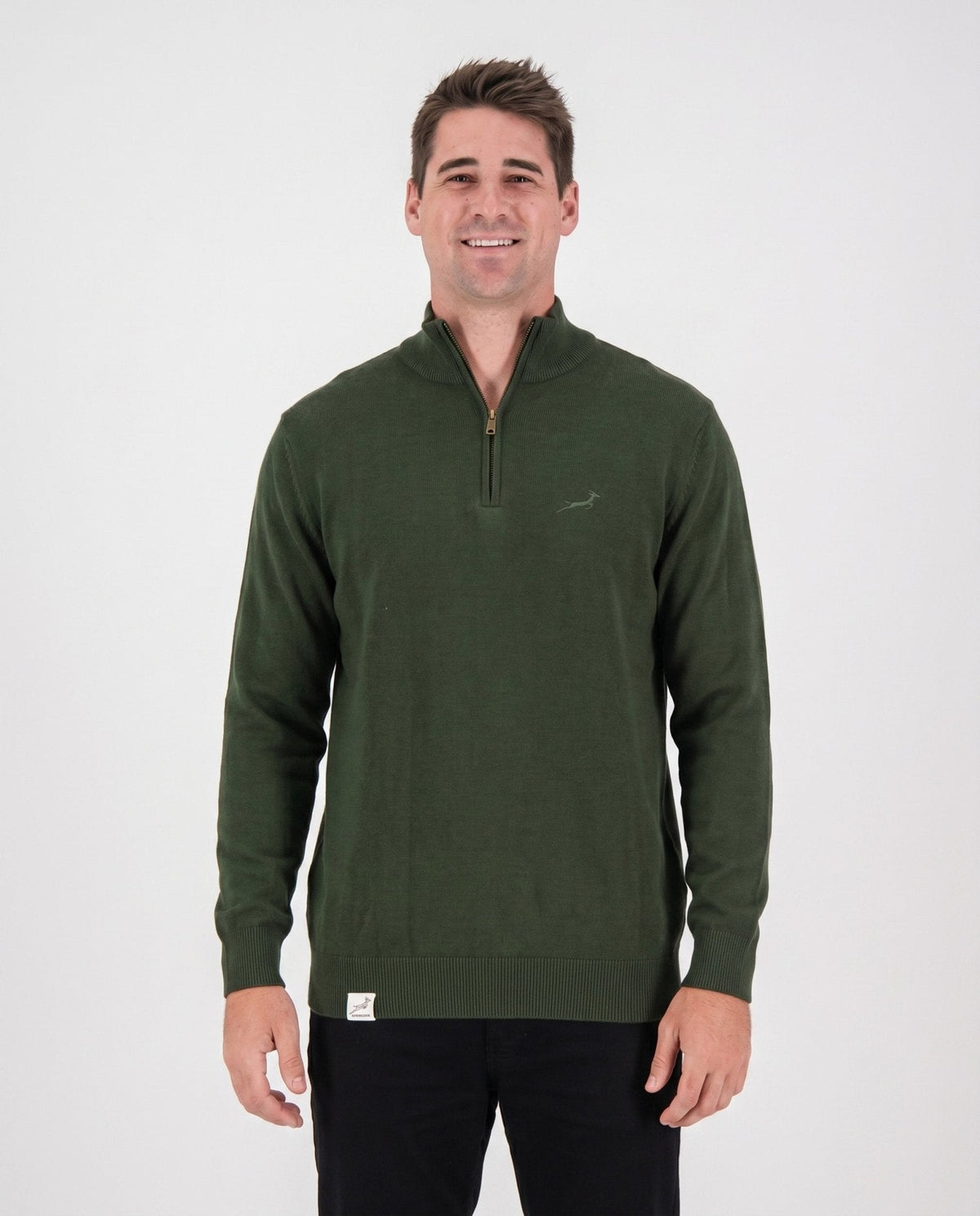 Springboks Quarter Zip Knit Rifle Green