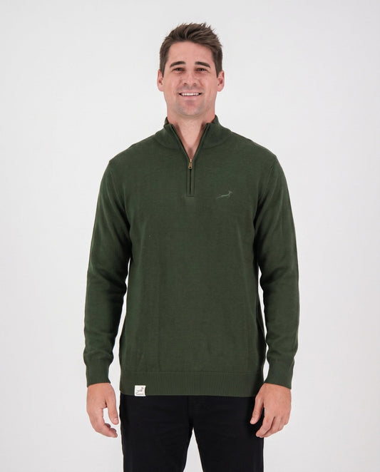 Springboks Quarter Zip Knit Rifle Green