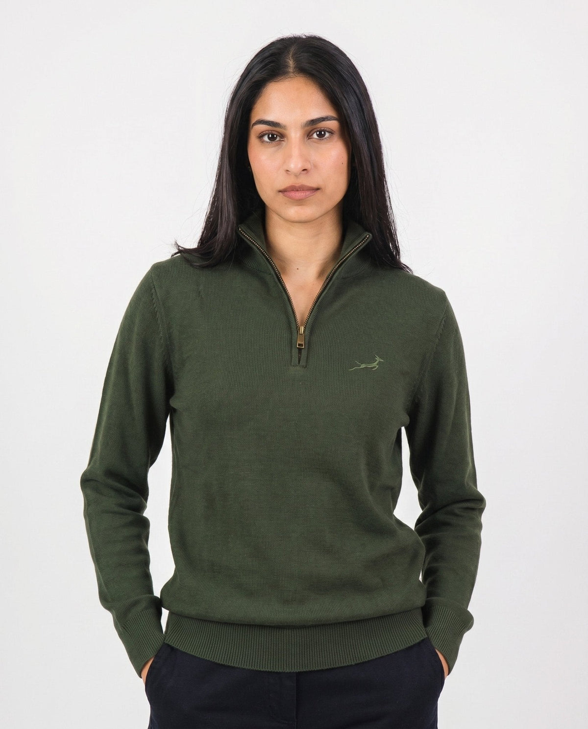 Springboks Quarter Zip Knit Rifle Green