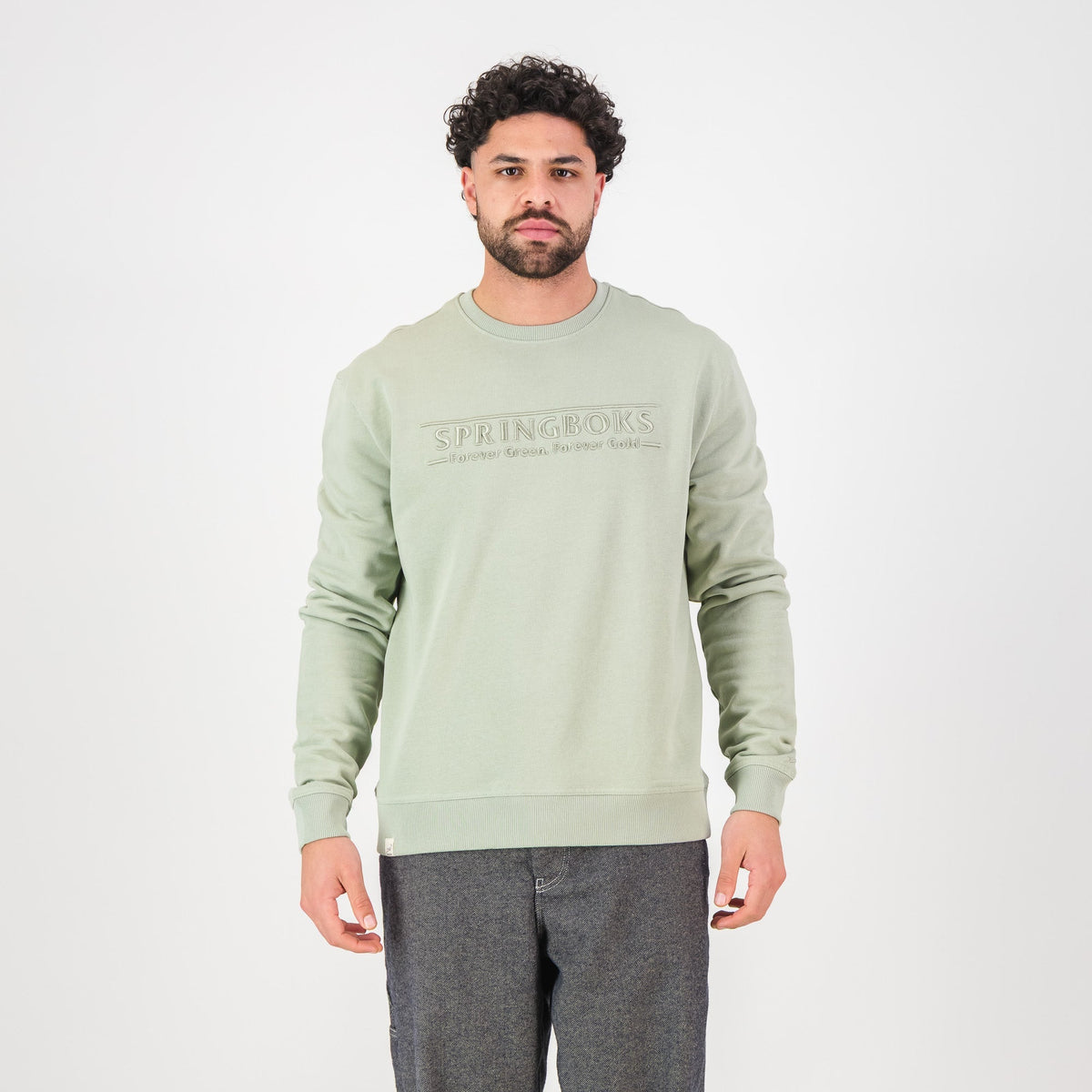 Springboks Word FGFG Crew Sweat-Desert Sage
