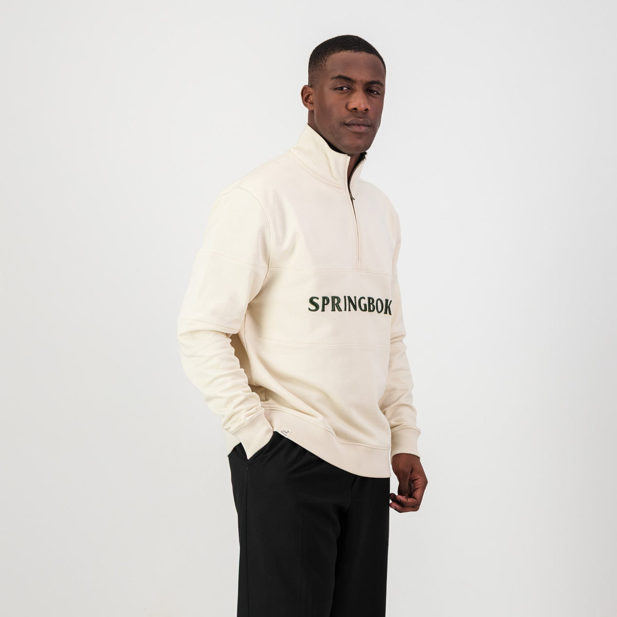 Springboks Word Quarter Zip Sweat-Ivory