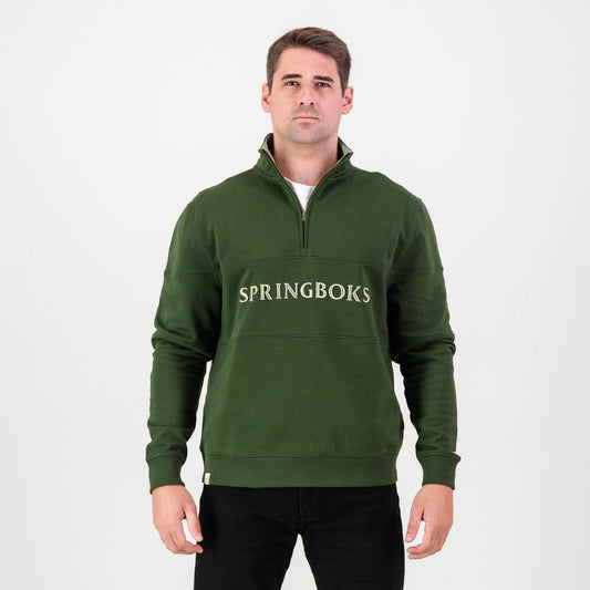 Springboks Word Quarter Zip Sweat-Military Olive