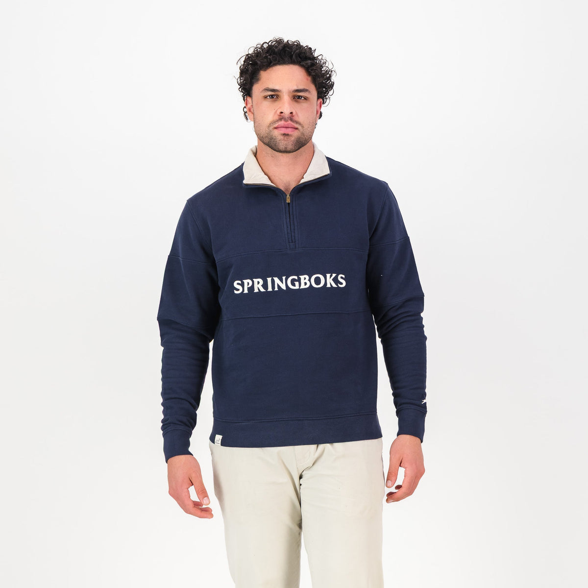 Springboks Word Quarter Zip Sweat-Navy