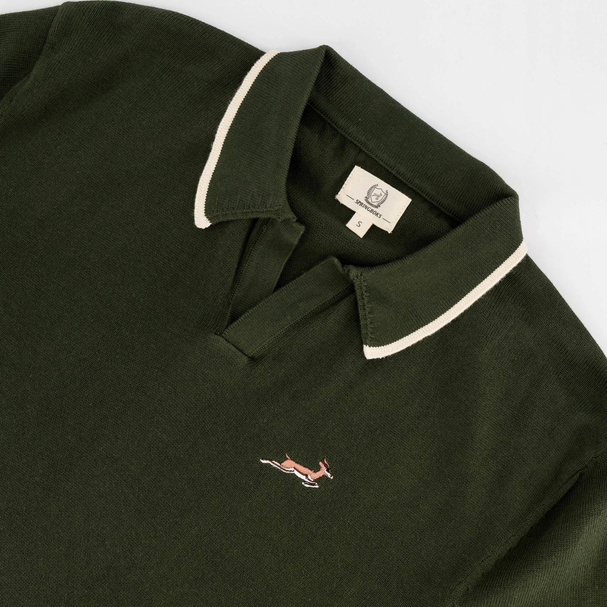 Springboks Tipped Knit SS Polo-Military Olive