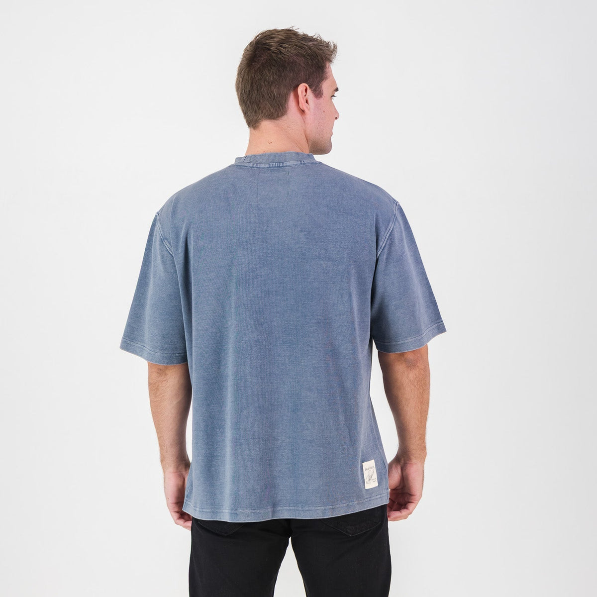 Stillknocks Acid Wash Boxy Crew Tee- Faded Denim