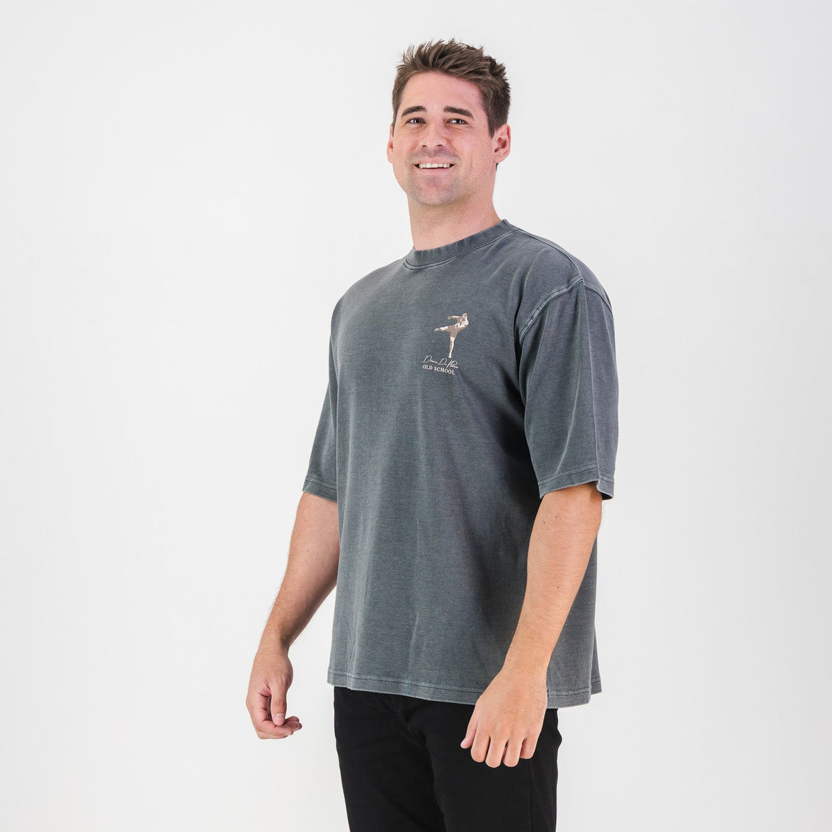 Stillknocks Acid Wash Boxy Crew Tee- Turb Grey