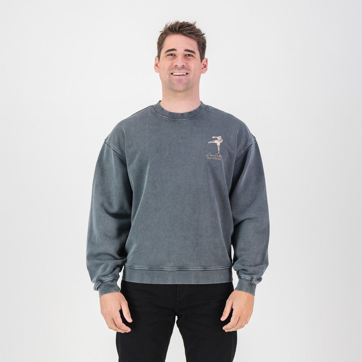 Stillknocks Acid Wash Crew Sweat- Turb Grey