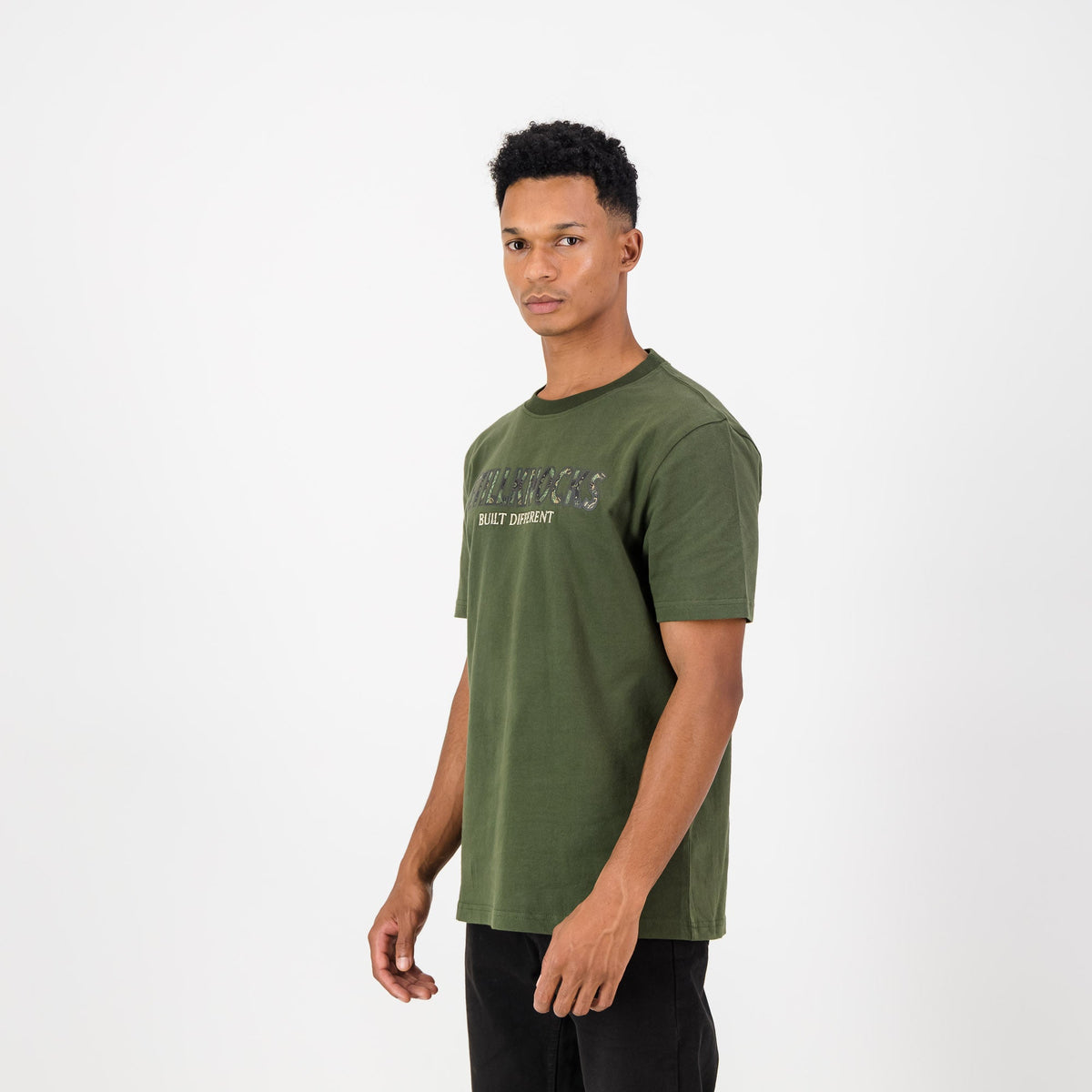 Stillknocks Built Diff Regular Crew Tee-Military Olive