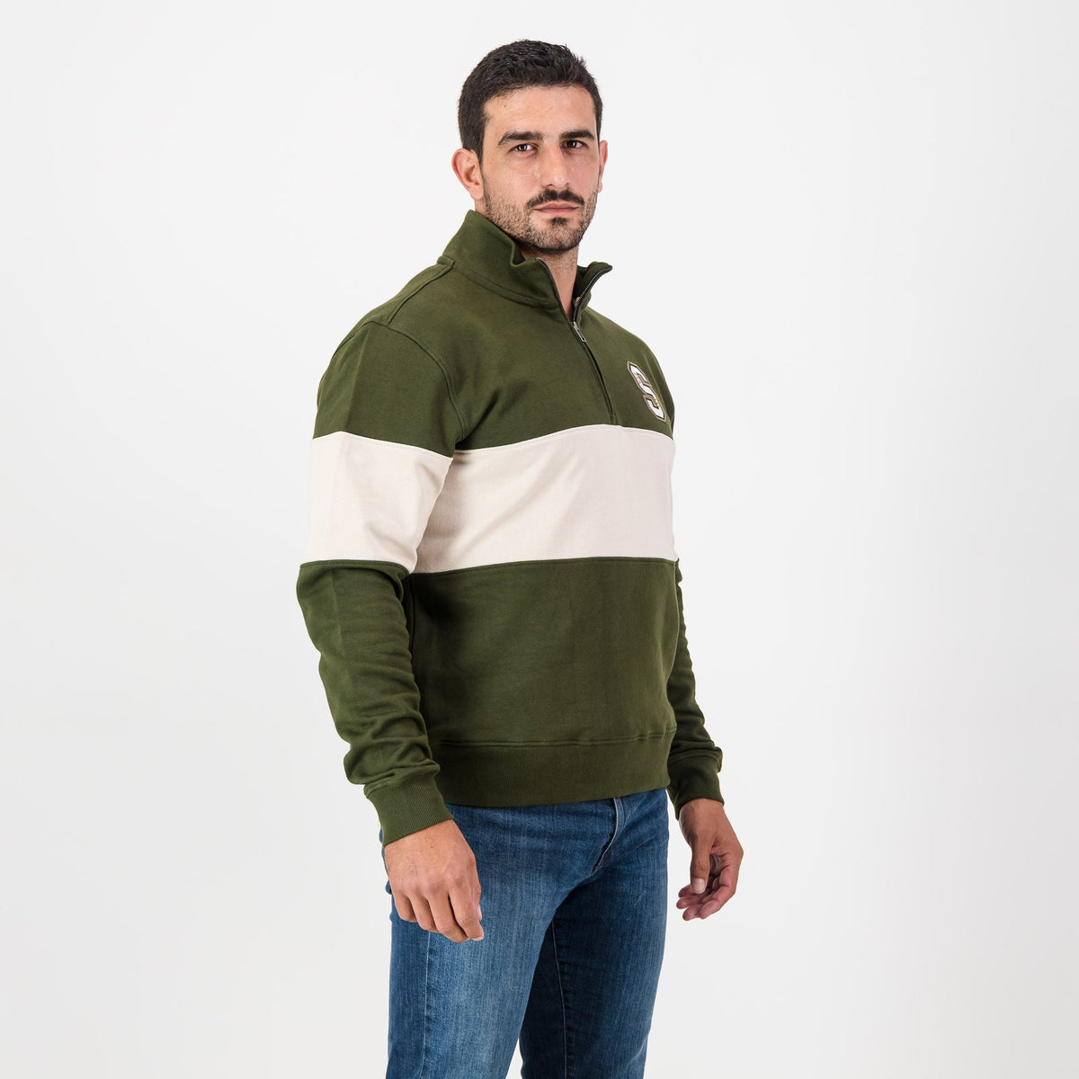Stillknocks S Hoop Quarter Zip Sweat-Military Olive
