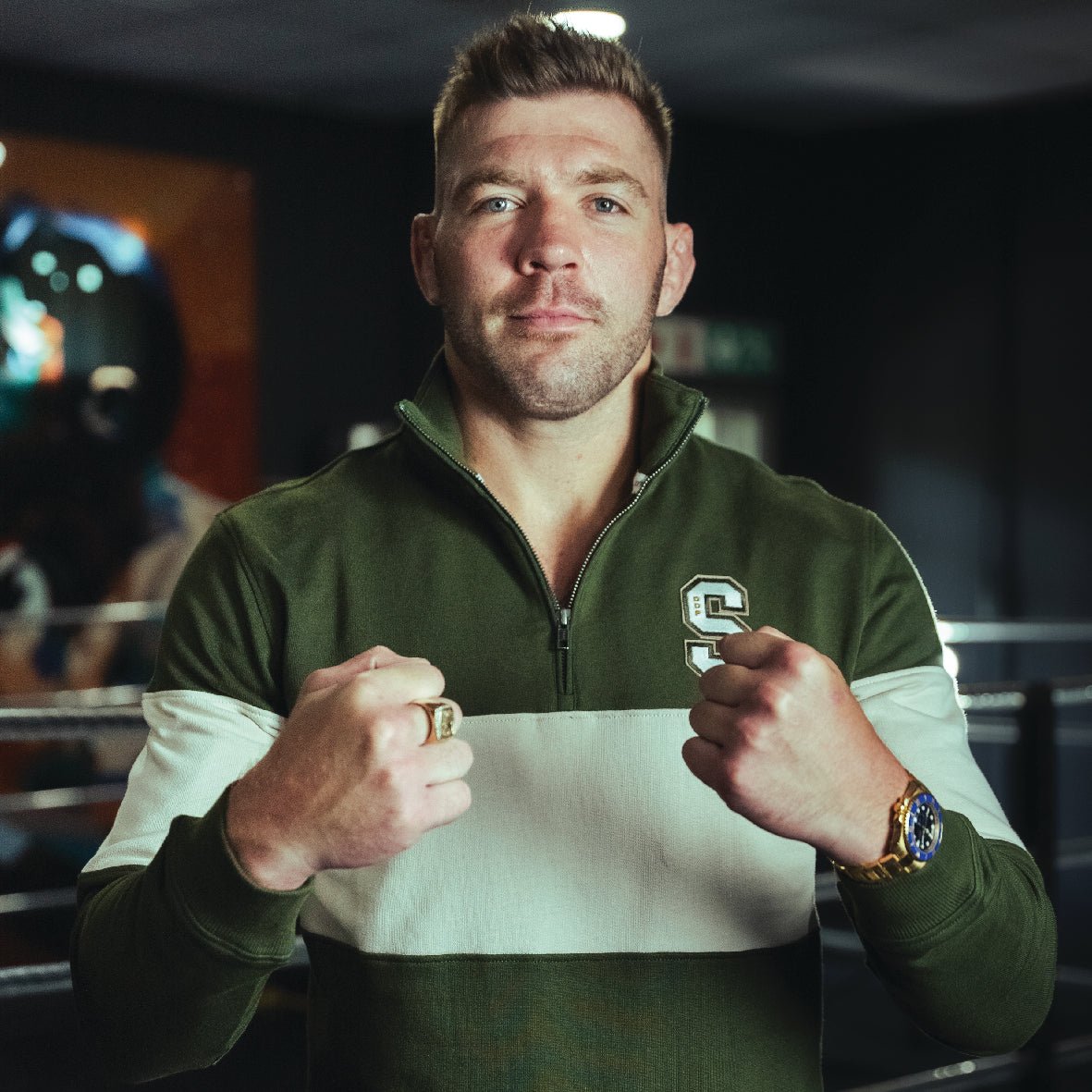 Stillknocks S Hoop Quarter Zip Sweat-Military Olive